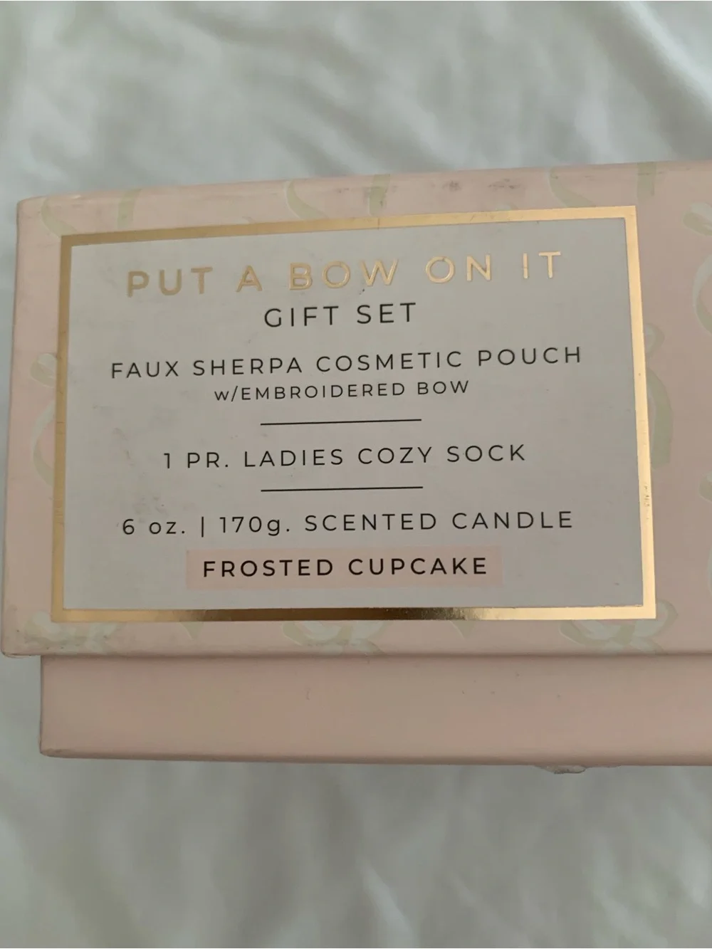 Joyward Put A Bow On It 3-Piece Gift Set Coquette Pink Sherpa Bow Pouch Sock NIB